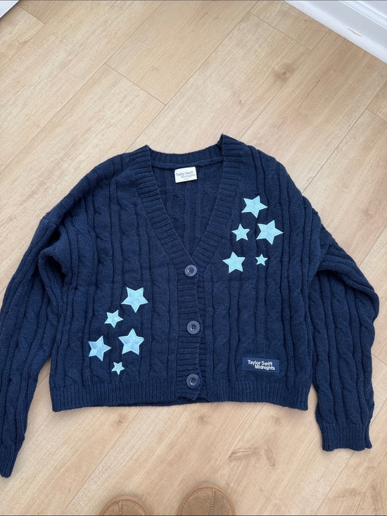 Taylor Swift Sweaters - Taylor Swift Navy Cable Knit Midnights Patch Sweater xs/small